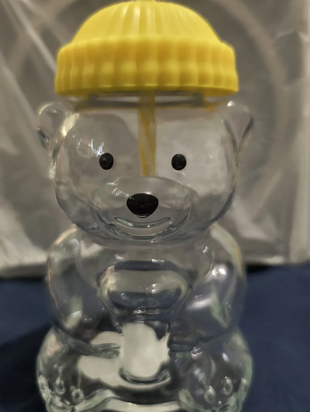 Star Bucks Clear Glass Bear Bottle Tumbler with Yellow Lid